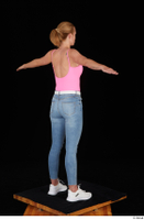  Vinna Reed blue jeans casual pink bodysuit standing t poses white sneakers whole body 0006.jpg